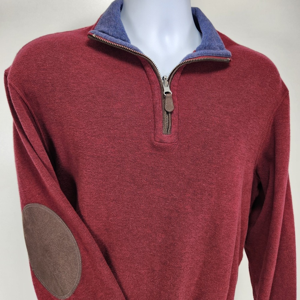 Daniel Cremieux Men's Size M Maroon 1/4‎ Zip Pullover 100% Cotton Sweater EUC